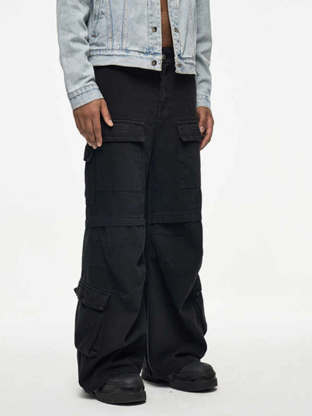 Urban Parisian Style Multi-Pocket Vintage Wash Cargo Pants