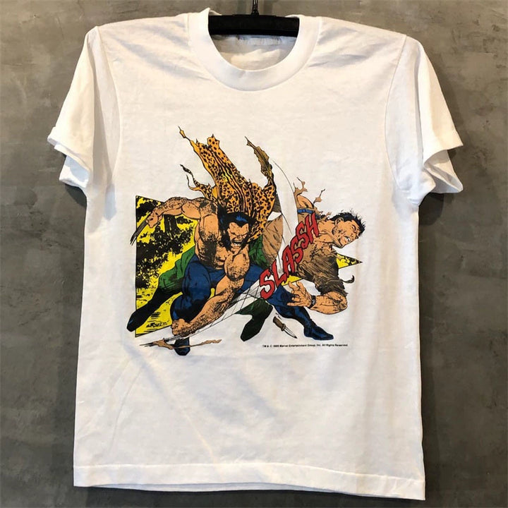 Wolverine vs Punisher Cartoon Anime Short Sleeve Tee