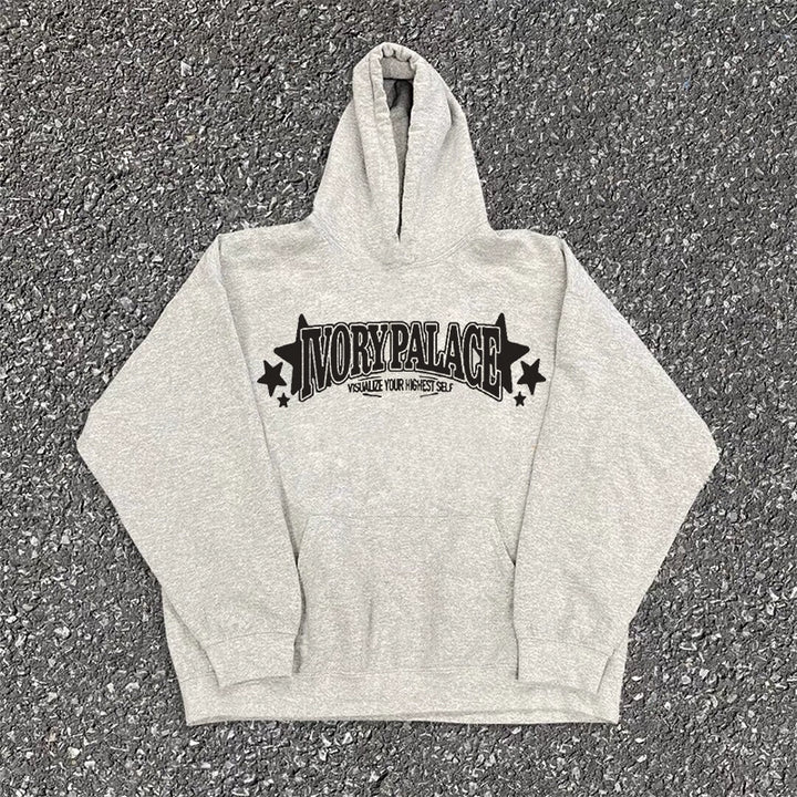 Vintage Hip Hop Lettered Hooded Sweatshirt