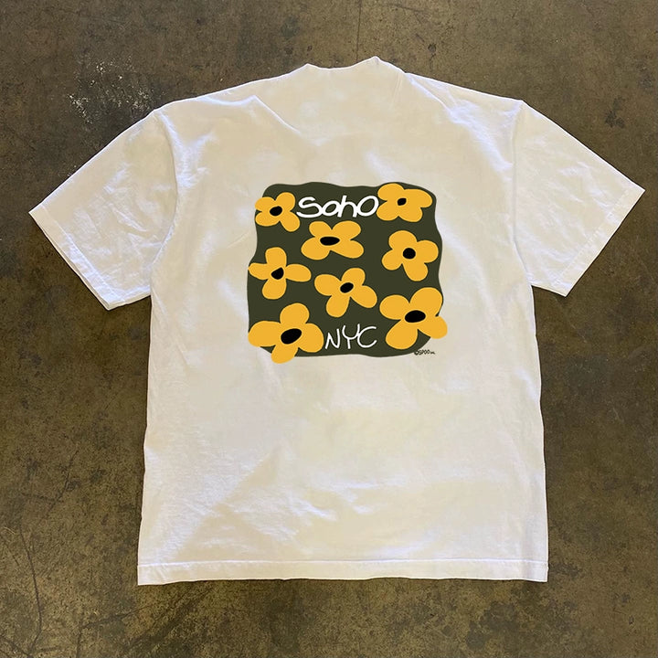 New York-Inspired Floral Design Short Sleeve T-Shirt