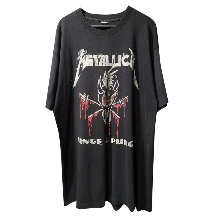 Metallica-Inspired Hip Hop Heavy Cotton T-Shirt with Urban Edge Design