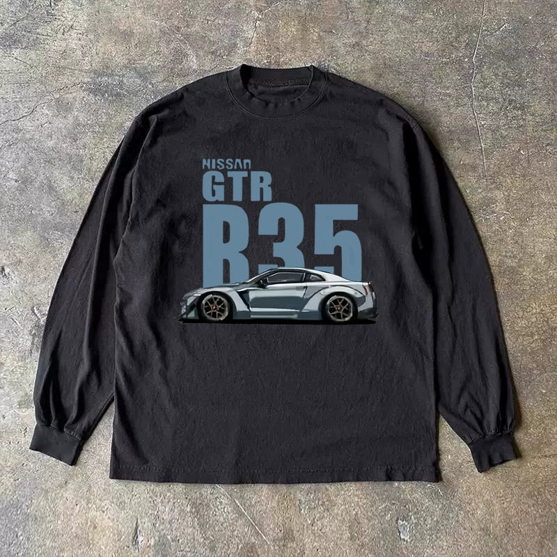 GTR Sports Car Graphic Long Sleeve T-Shirt