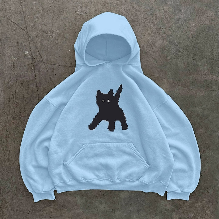 Spooky Black Cat Vintage Hoodie