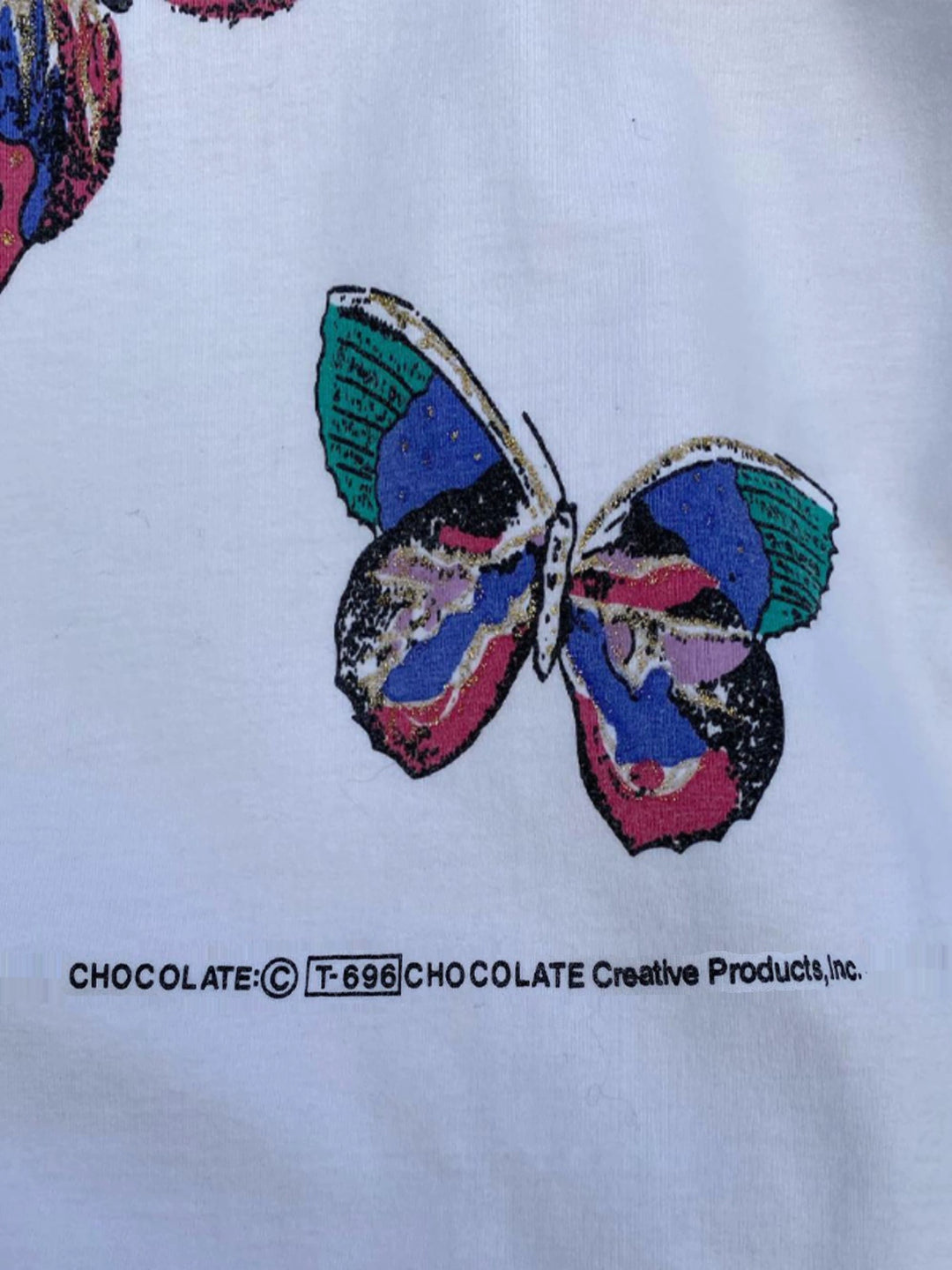 Vintage American Retro Butterfly Print Cotton T-Shirt