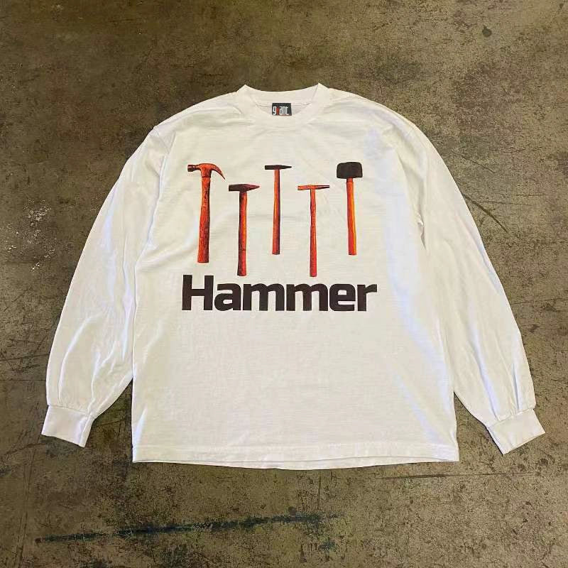 Heavy Hammer Hip Hop Graphic Long-Sleeved T-Shirt