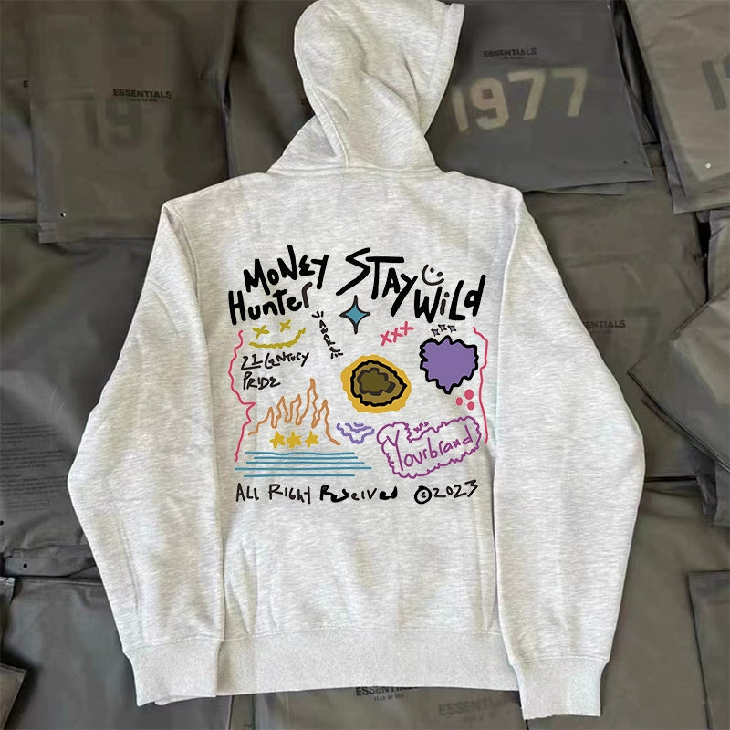 Graffiti-Inspired Vintage Hooded Sweatshirt