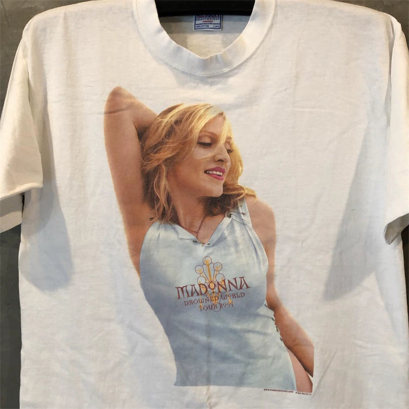 Vintage Madonna Portrait Round Neck T-Shirt