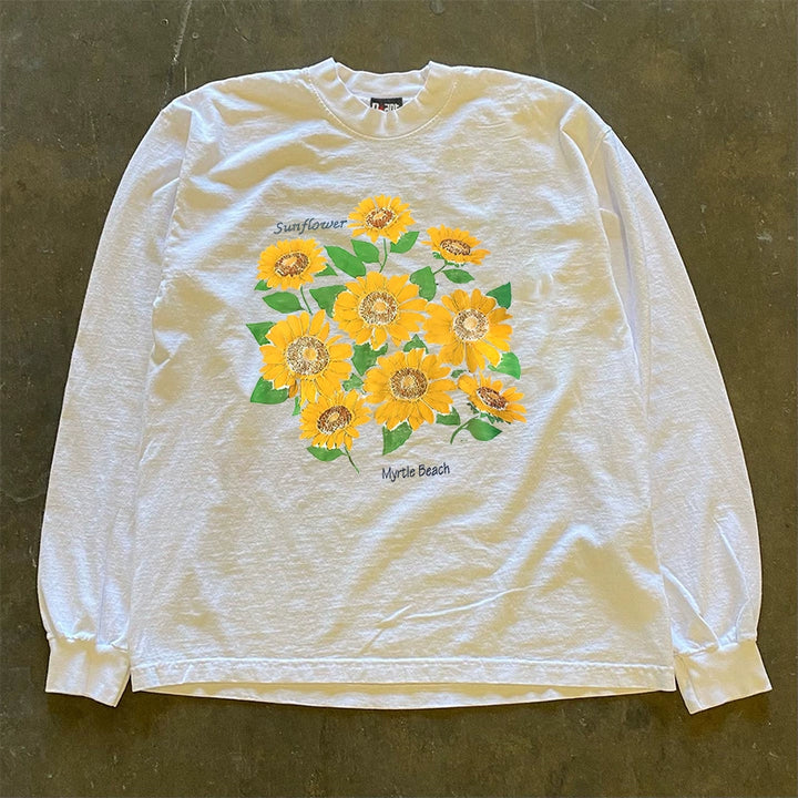 Vintage Sunflower Opaque Long-Sleeved T-Shirt