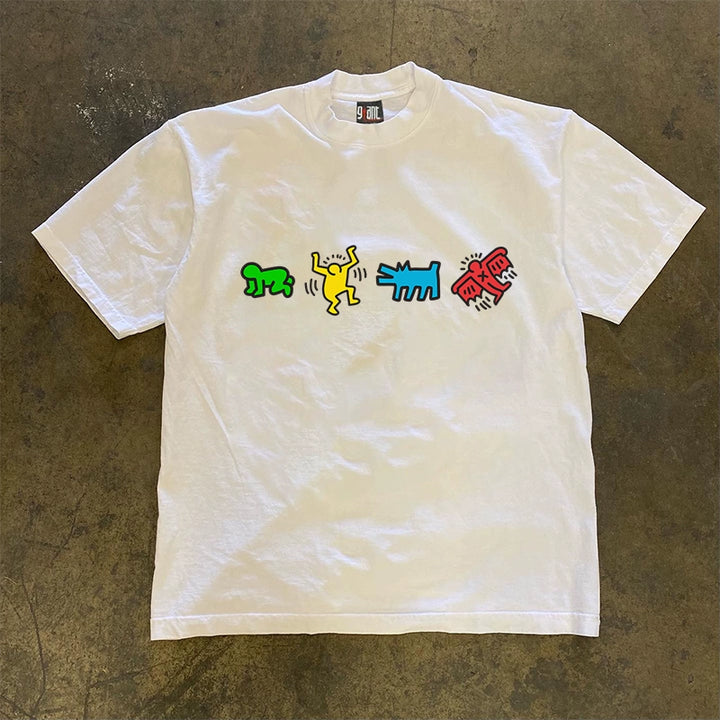 Anime-Inspired Hip Hop Graphic T-Shirt with Unique Design