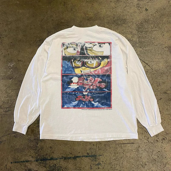 Retro Akira-Inspired Graphic Long Sleeve T-Shirt