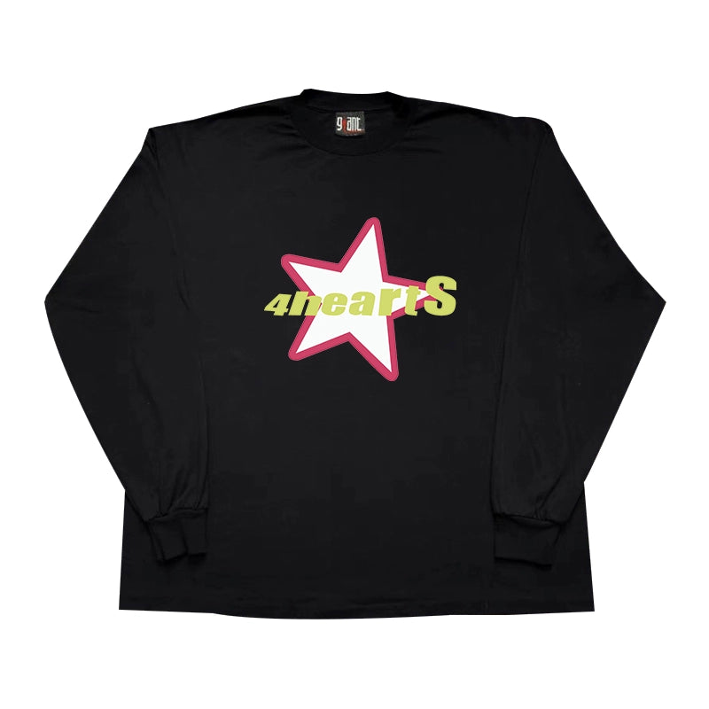 Starry Blockbuster Letter Graphic Long Sleeve T-Shirt