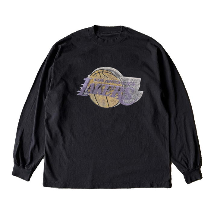 Vintage Lakers Basketball Logo Print Long Sleeve Tee