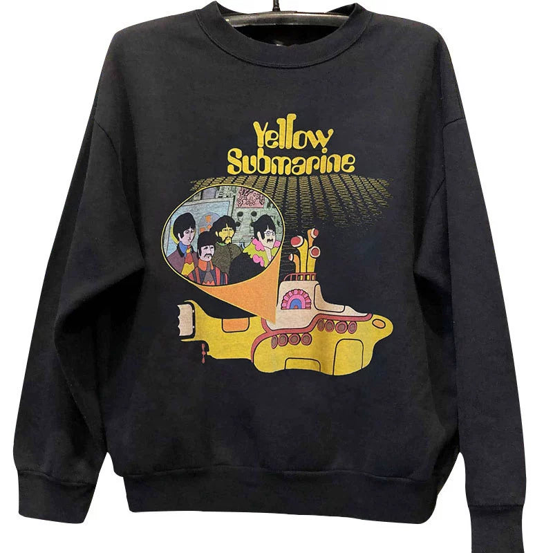 Vintage Rock Retro Sweatshirt with The Beatles Design