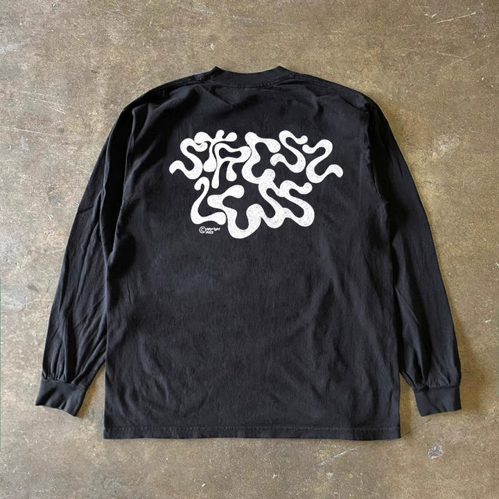 Bold Cotton Graphic Long Sleeve T-Shirt in Black and White