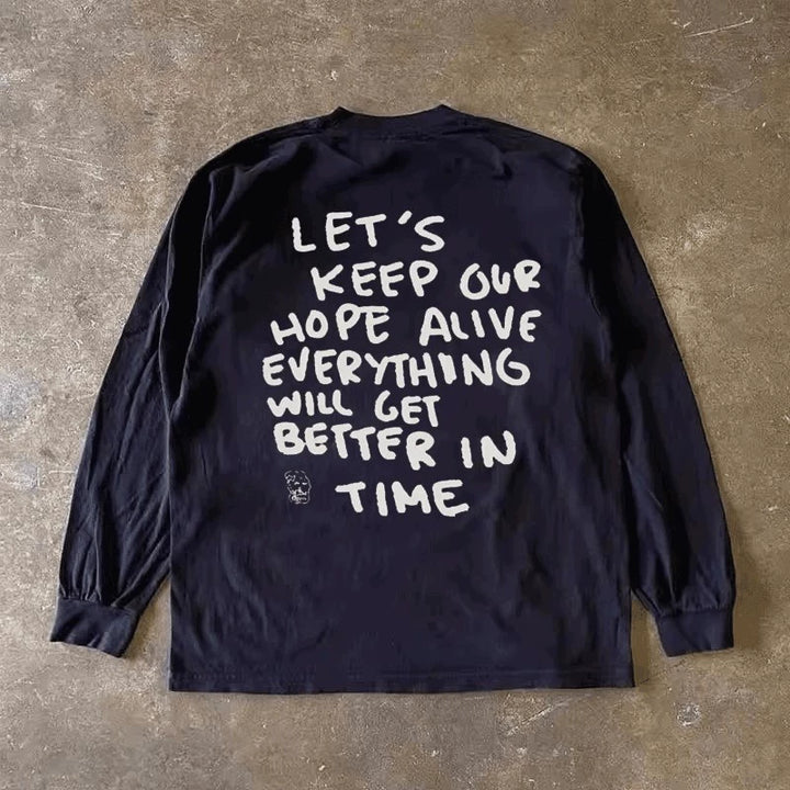Spring & Autumn American Fashion Long-Sleeved Graphic Tee