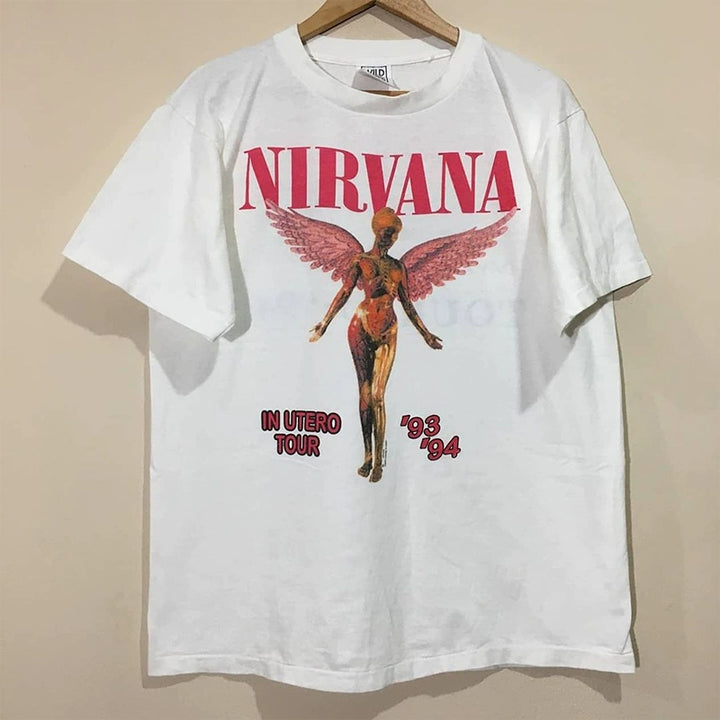 Nirvana Vintage Rock Angel Alphabet Tee