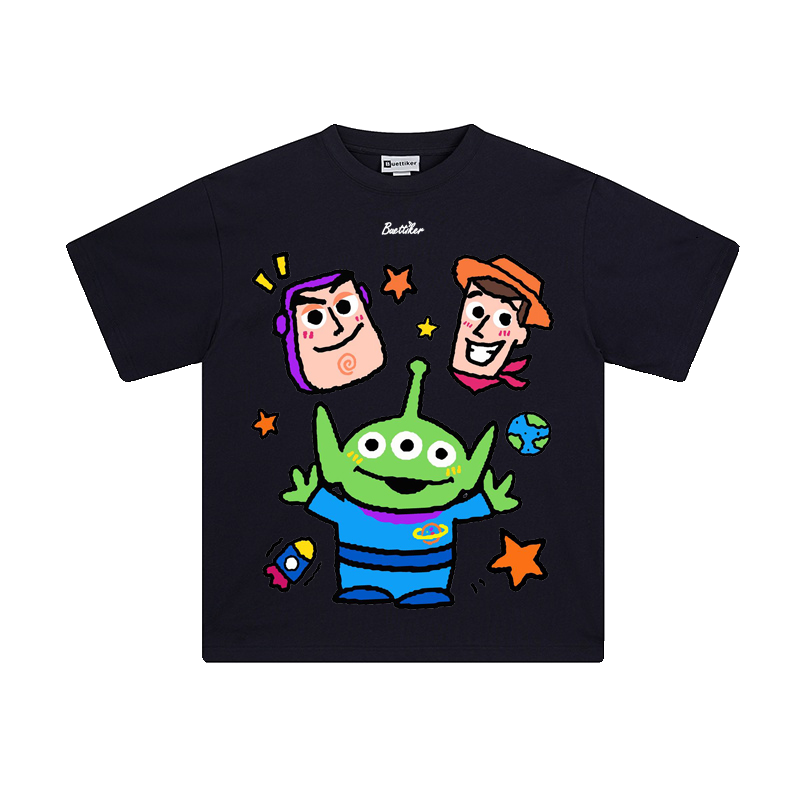 Playful Cartoon-Print Cotton T-Shirt