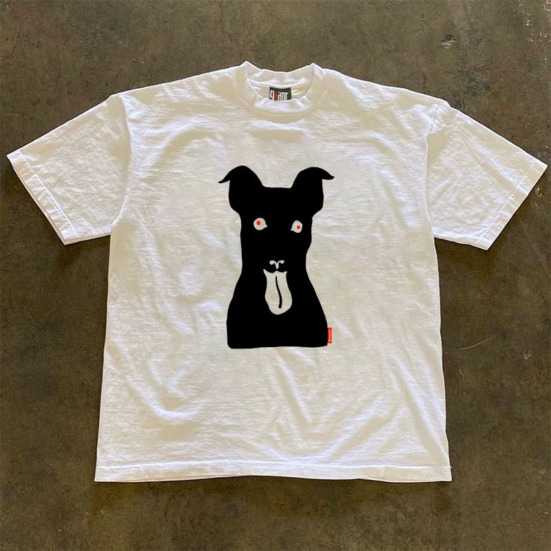 Versatile Heavy-Duty Dog-Themed Short-Sleeved T-Shirt