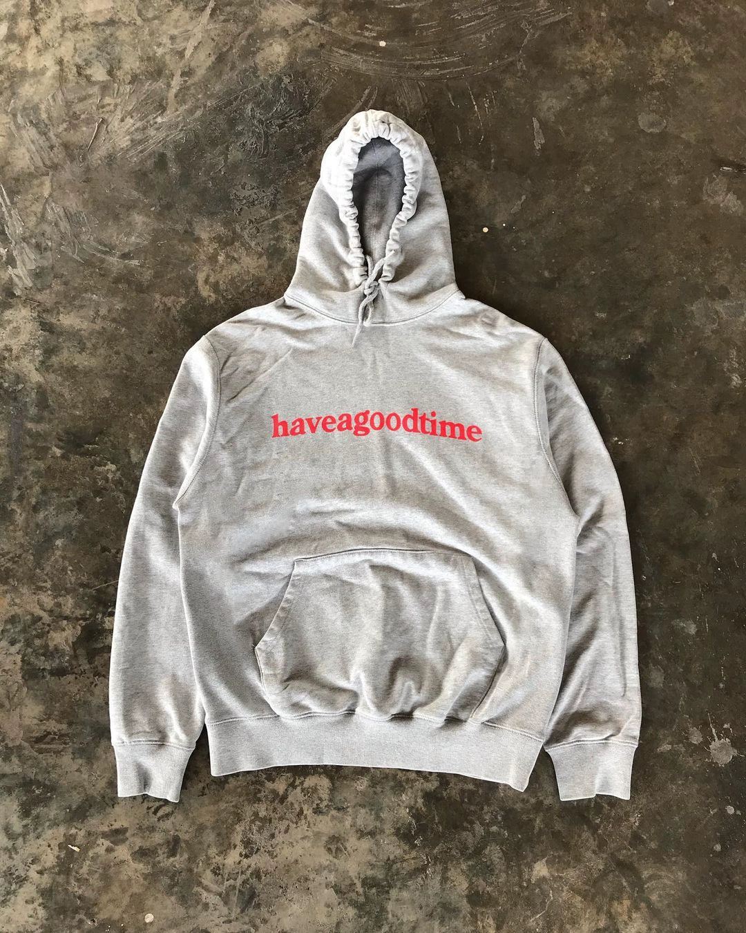 Grey Graphic Hooded Sweatshirt with Trendy Lettering