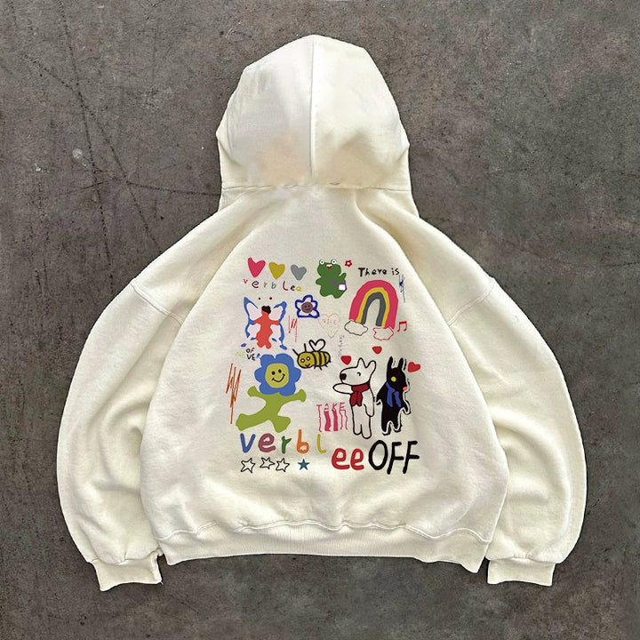 Graffiti-Inspired Vintage Hooded Sweatshirt