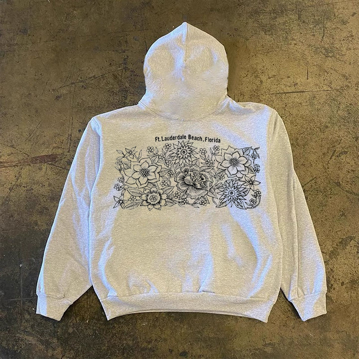 Floral Vintage Hoodie with Hood