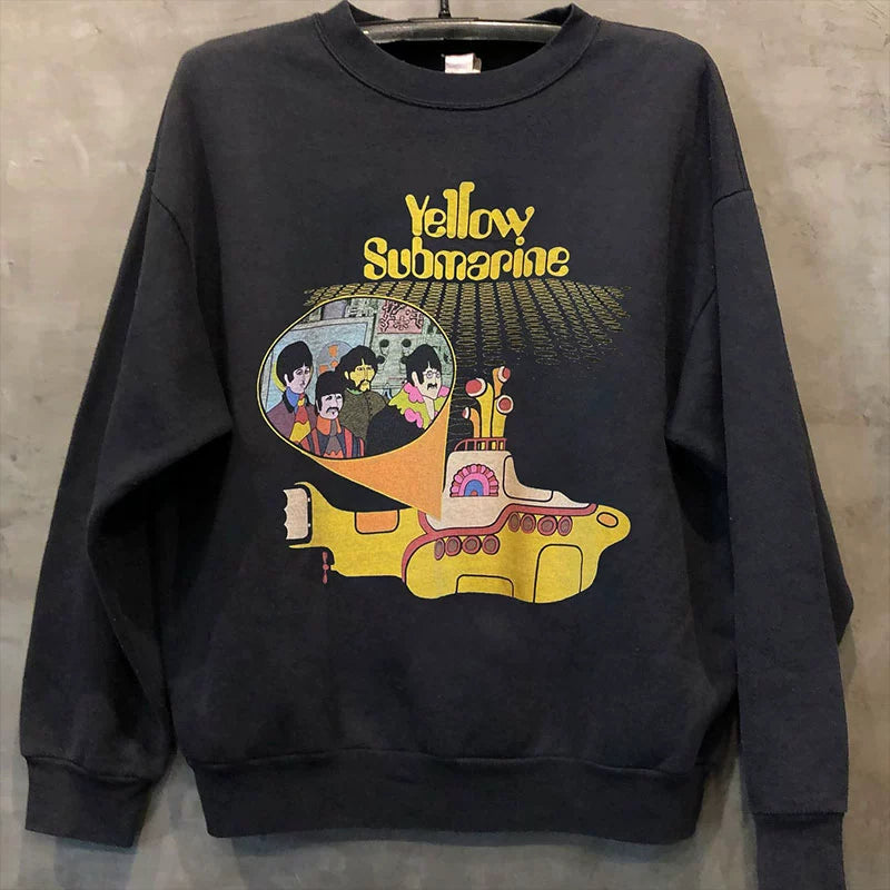 Vintage Rock Retro Sweatshirt with The Beatles Design