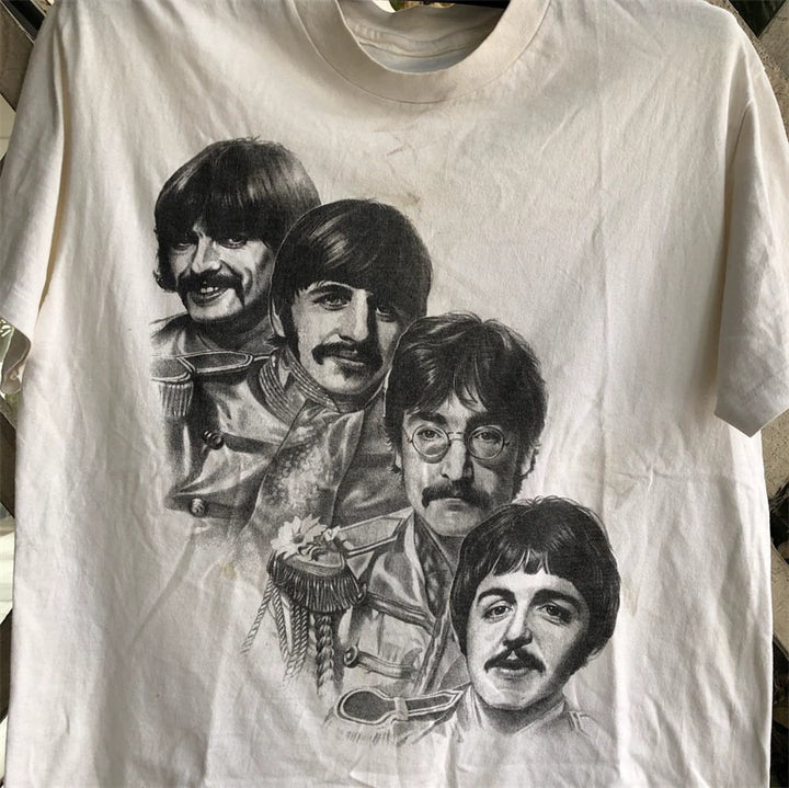 The Beatles Retro Lennon Sketch Print T-Shirt