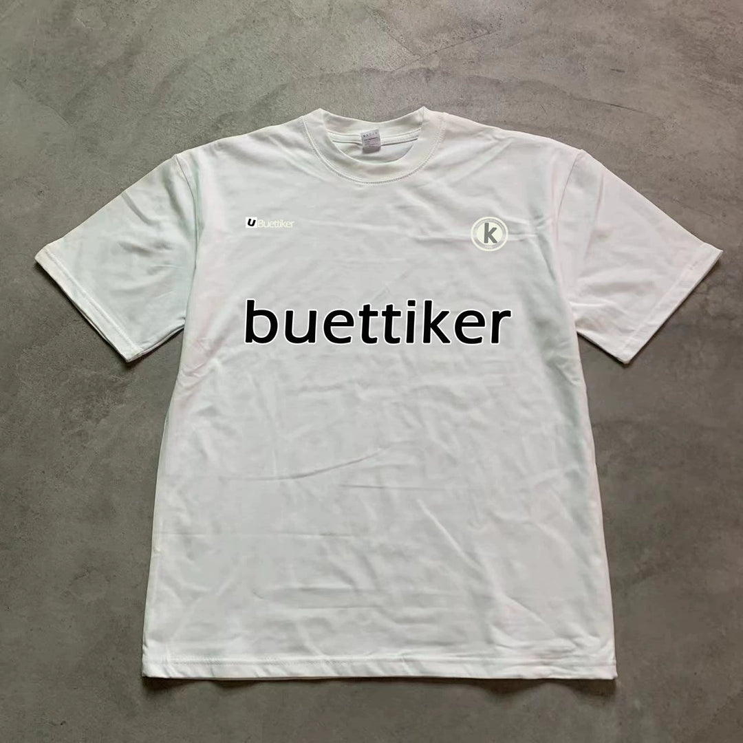 Retro Letter Print Cotton T-Shirt