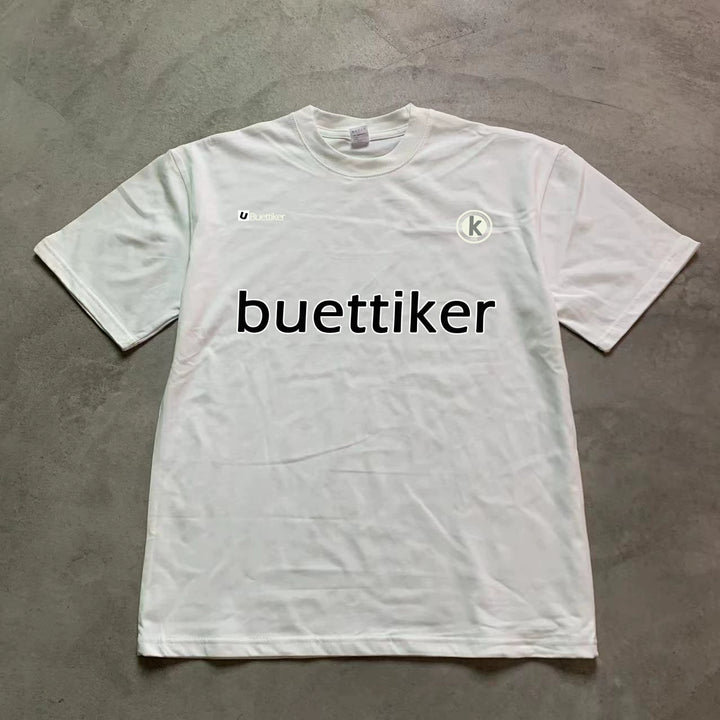 Retro Letter Print Cotton T-Shirt