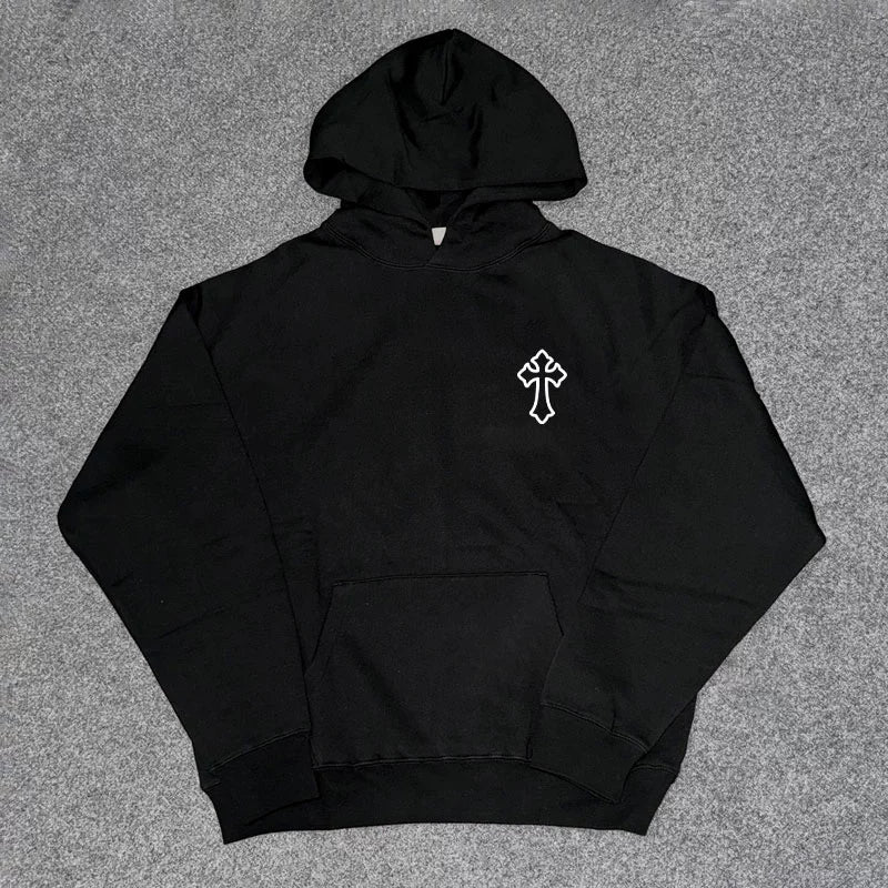 Cross Motif Hooded Sweatshirt