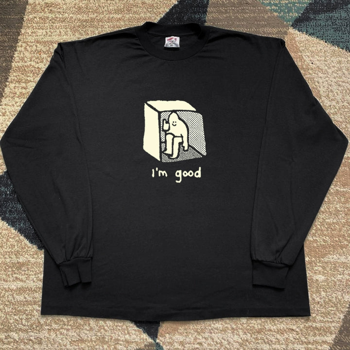 I'M GOOD Minimalist Vintage-Inspired Cotton Long Sleeve Tee