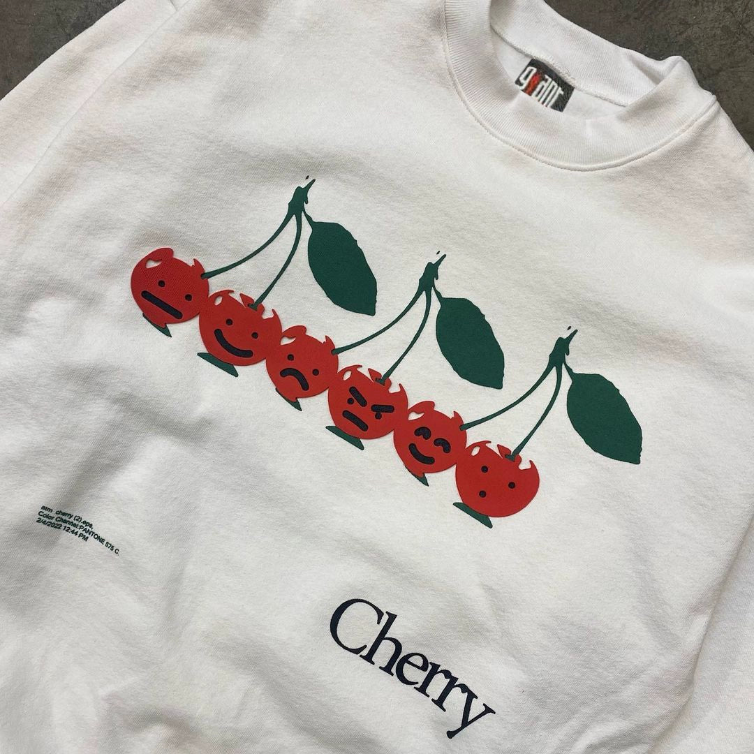 Cherry Monogram Vintage T-Shirt with Emoticons