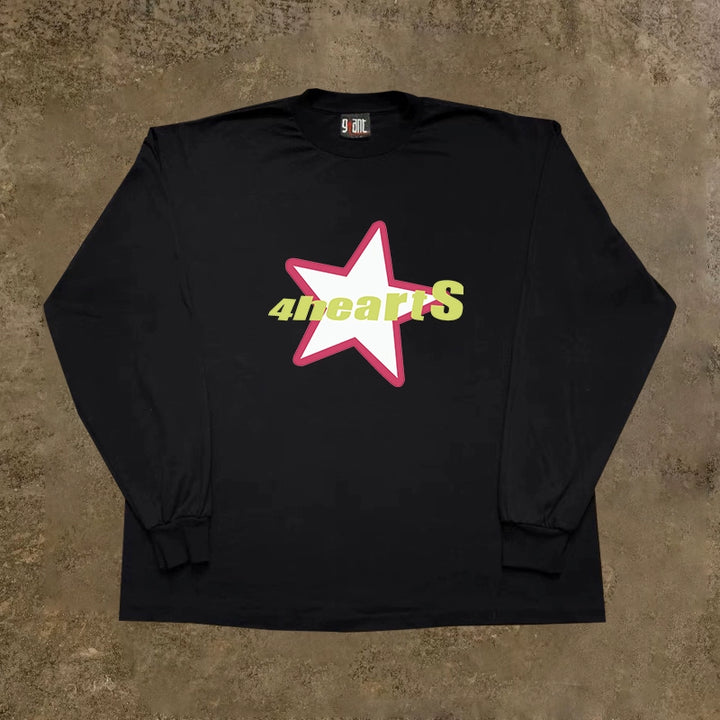 Starry Blockbuster Letter Graphic Long Sleeve T-Shirt