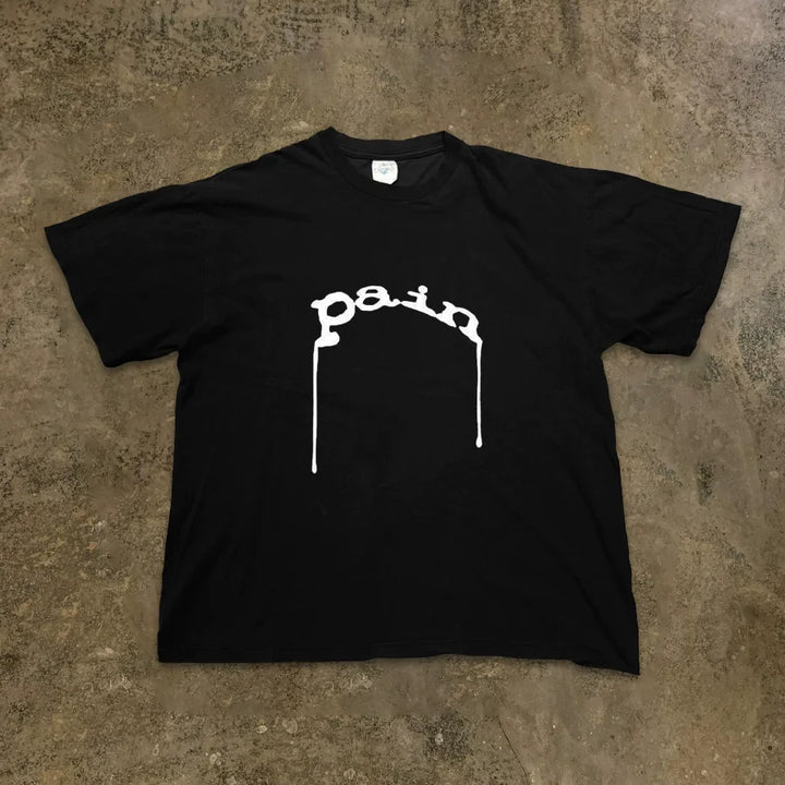 Pain Letter Graphic Cotton T-Shirt