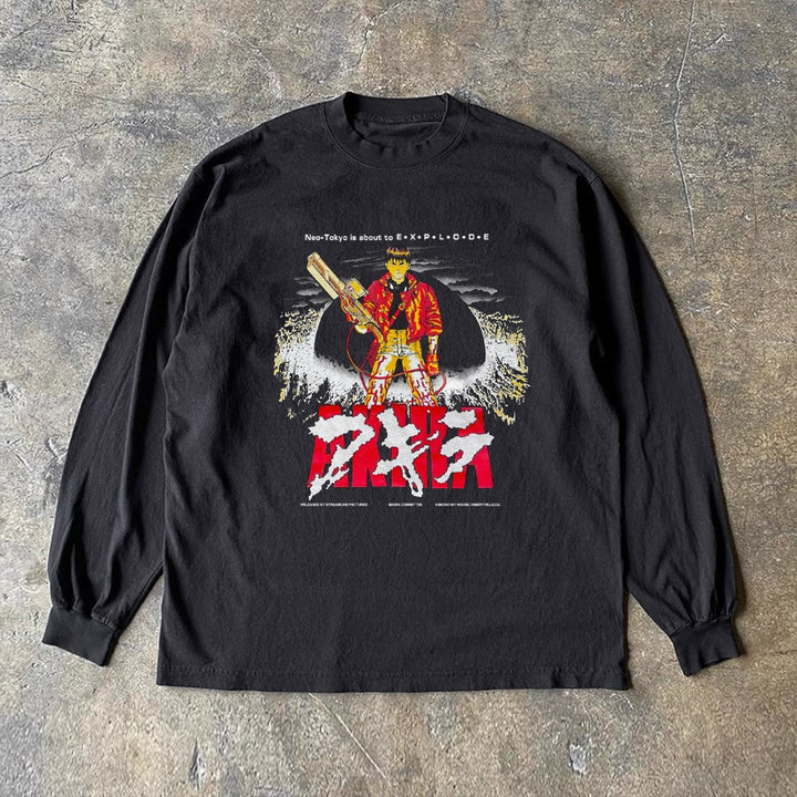 Vintage Akira Explosion Graphic Long Sleeve T-shirt