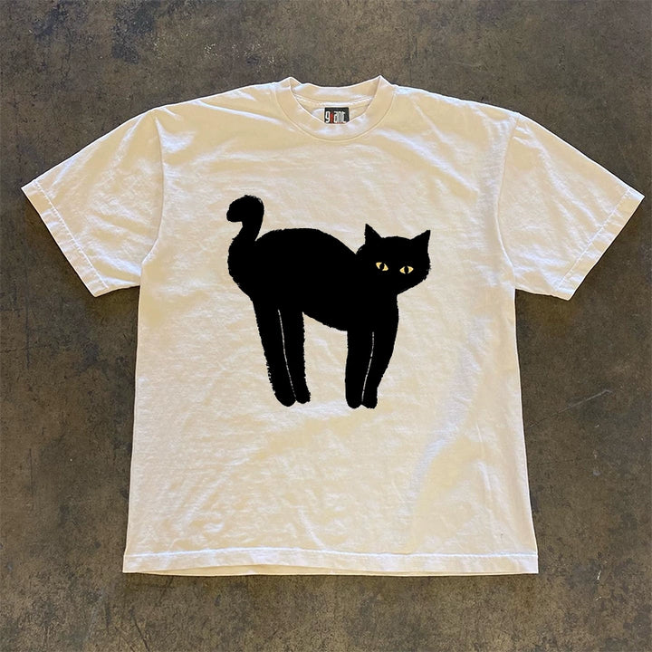 Niche Black Cat Graphic Tee