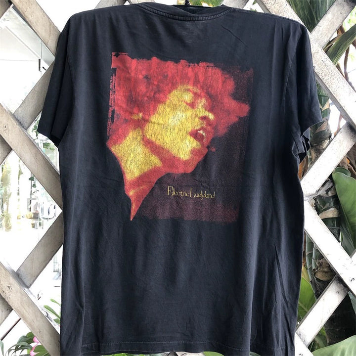 Vintage Jimi Hendrix Portrait Rock Print T-Shirt