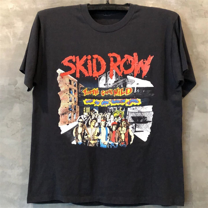 Retro Skid Row Rock Graphic T-Shirt