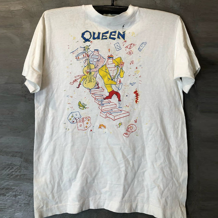 Retro Anime-Inspired Queen Band Graphic T-Shirt