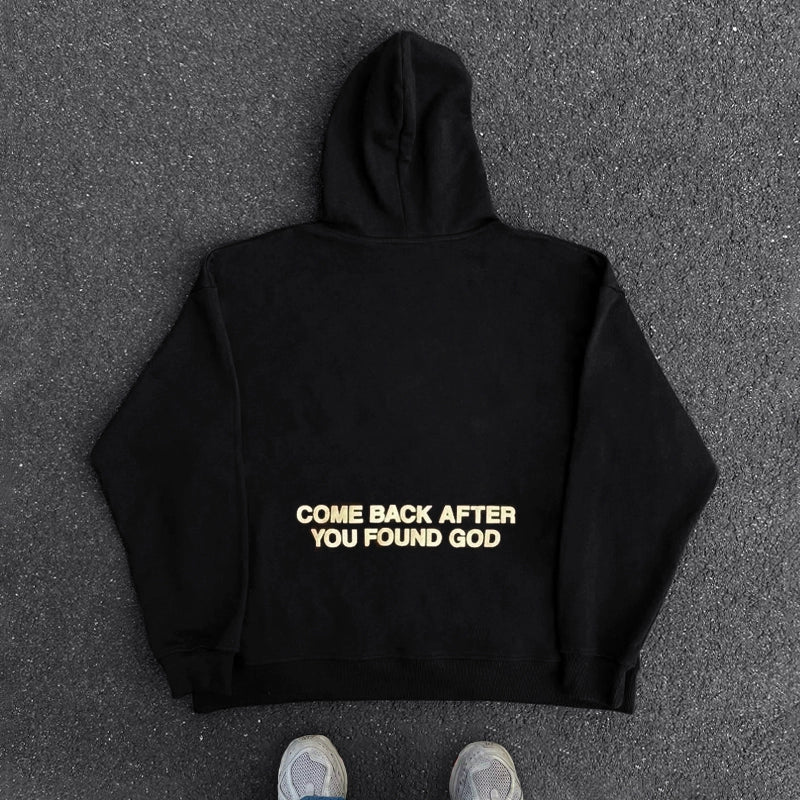 Vintage-Inspired Hip-Hop Letter Graphic Hoodie