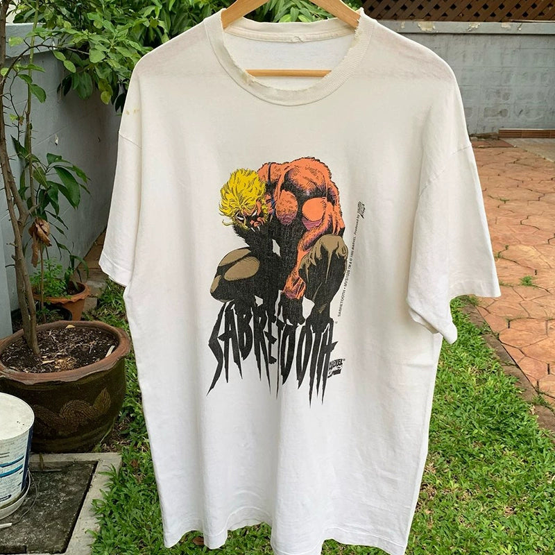 Anime-Inspired Sabretooth Graphic T-Shirt