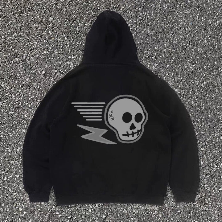 Vintage Skull & Lightning Star Hooded Sweatshirt