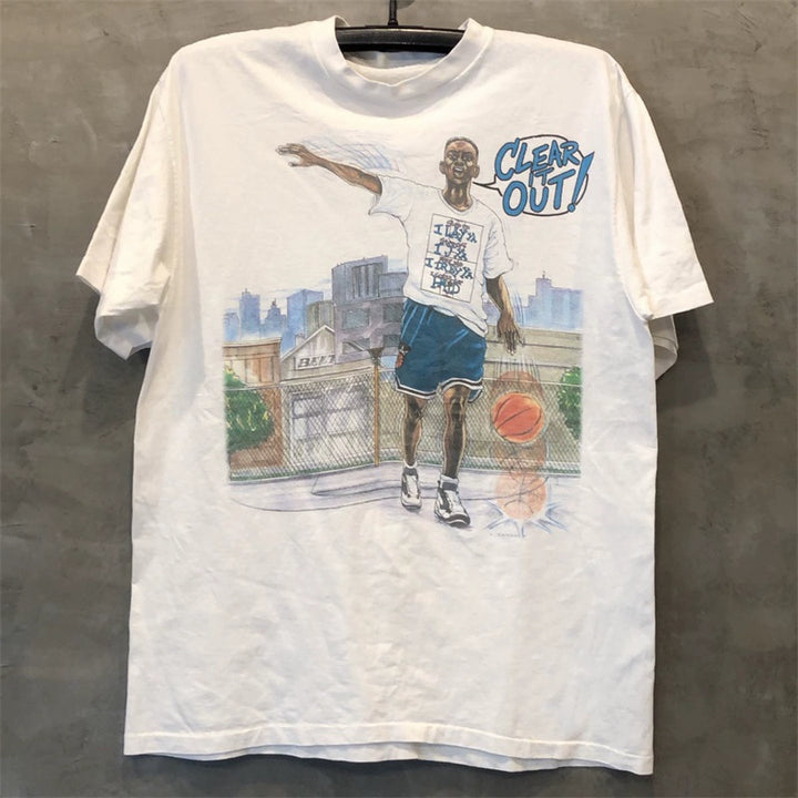 Vintage Retro Oil Painting Basketball T-Shirt