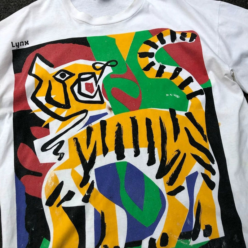 Heavyweight Oversized Hip-Hop T-Shirt with Tiger Design