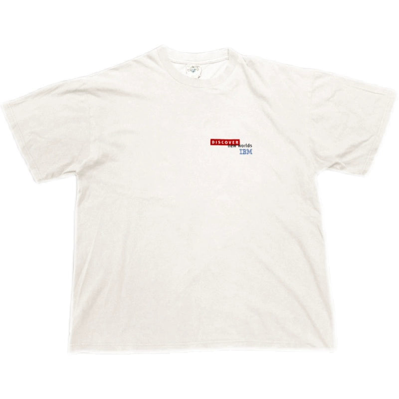 Cotton American-Inspired Simple Print T-Shirt