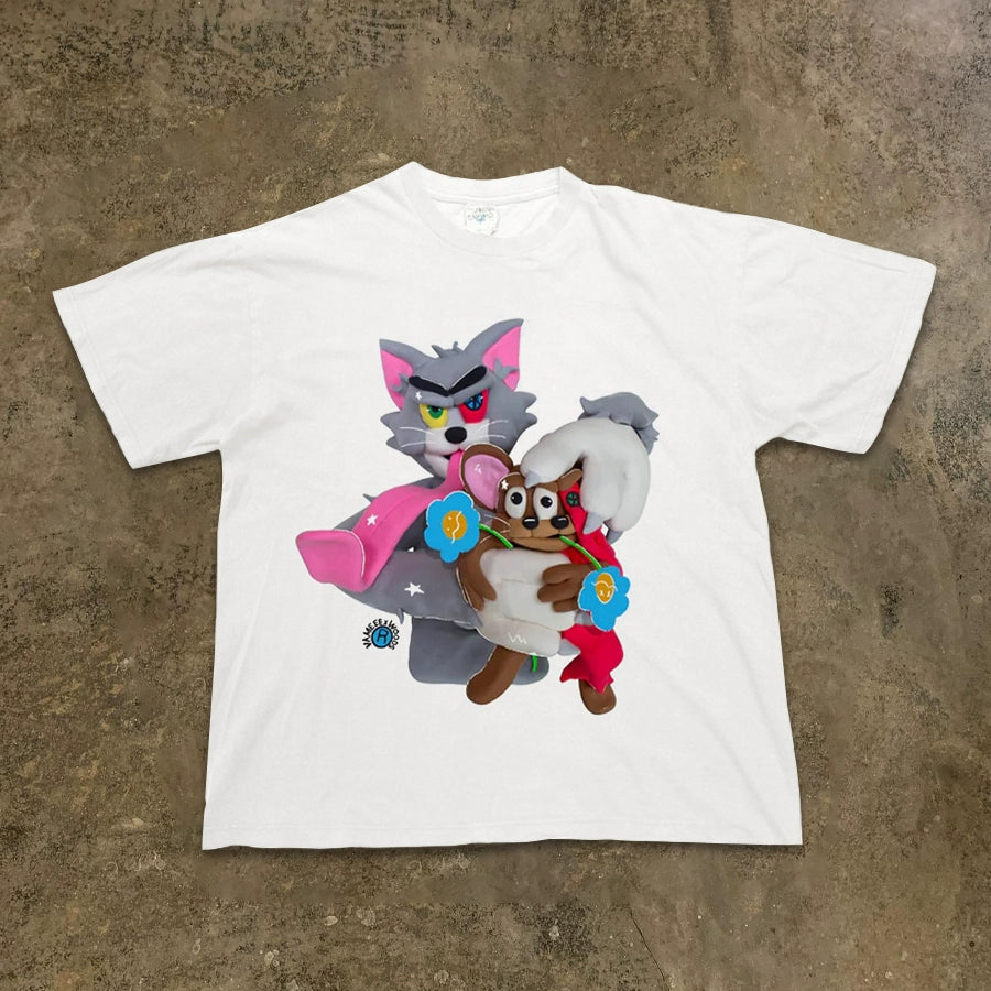 Artistic Cartoon Print Tee